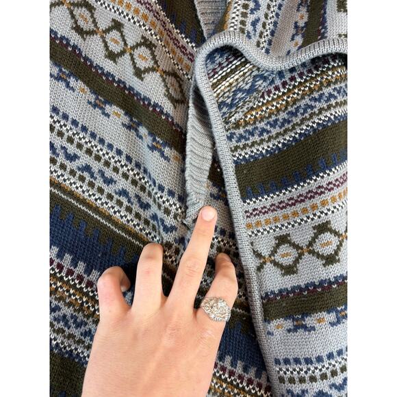 Yigal Azrouel Cardigan Sweater Womens XS Gray Fair Isle Baby Alpaca Wool Knit - Picture 6 of 8